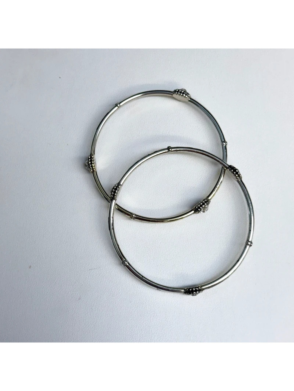 Beautiful Set of two (2) Brighton Silver Plated Crystal Stacking Bangles